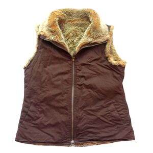 Gap Chocolate Brown Shearling Faux Fur Vest